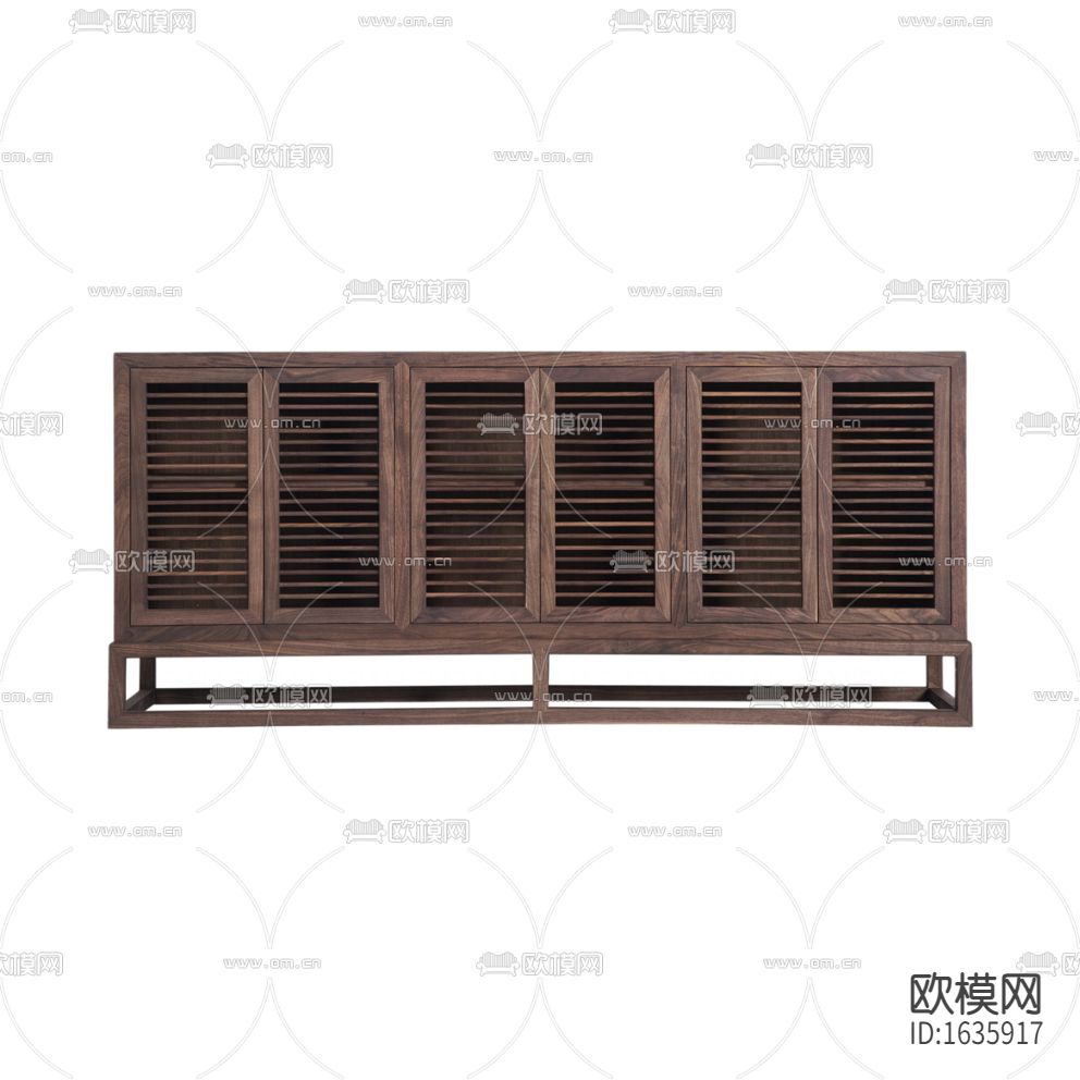 新中式古典黑胡桃木边柜下载