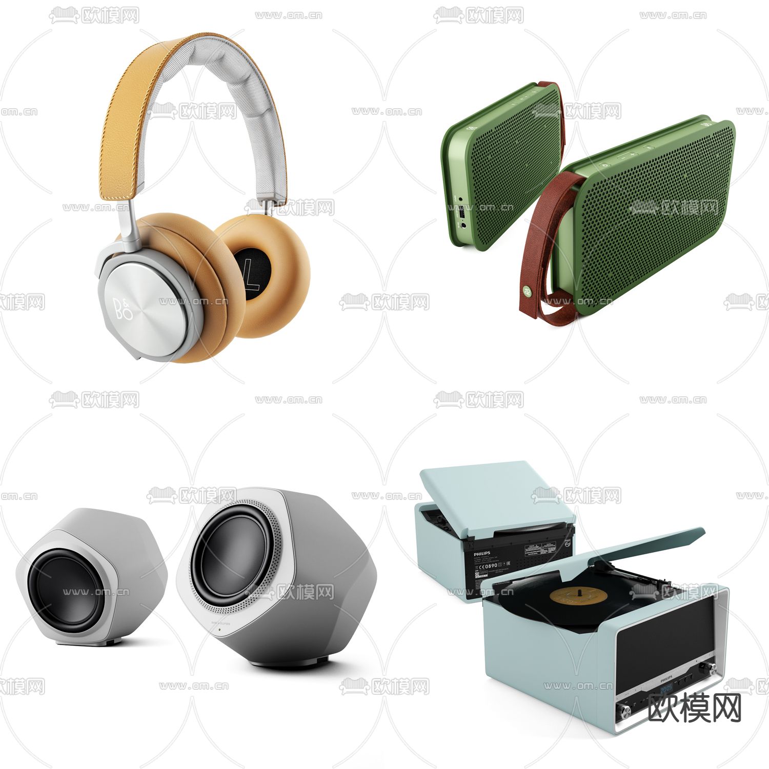 现代头戴式耳机蓝牙音响3d模型下载