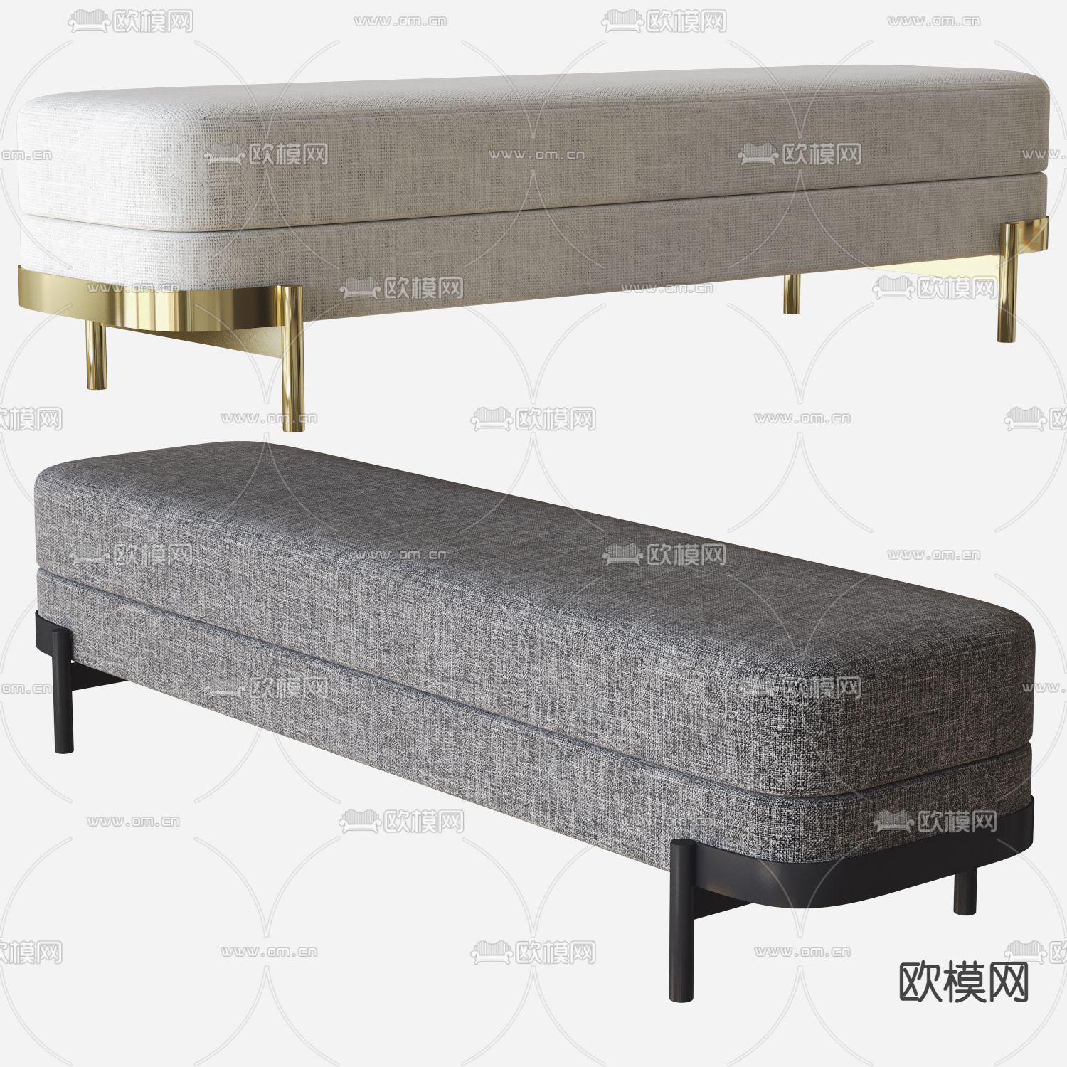 现代布艺床尾凳3d模型下载