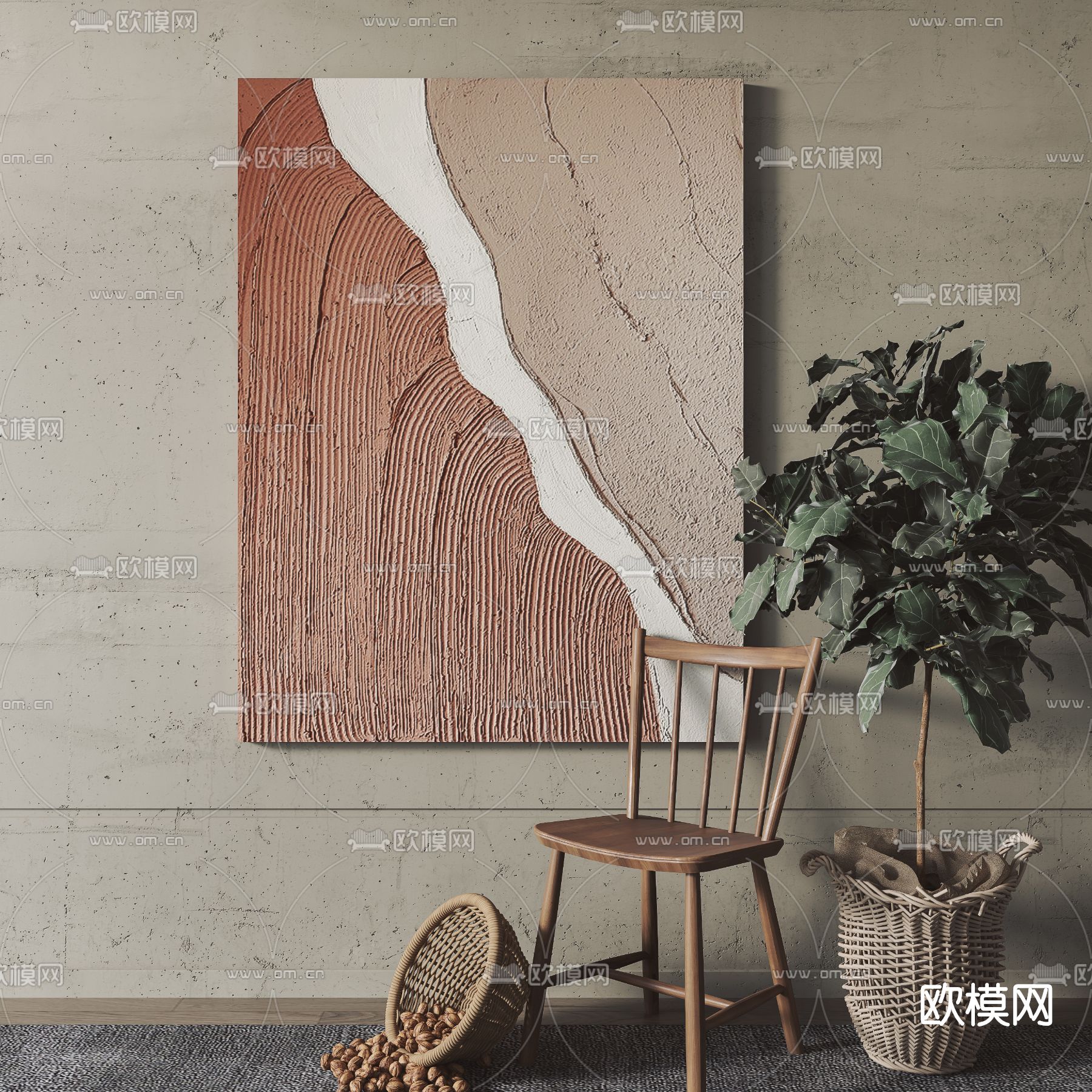 北欧抽象装饰挂画3d模型