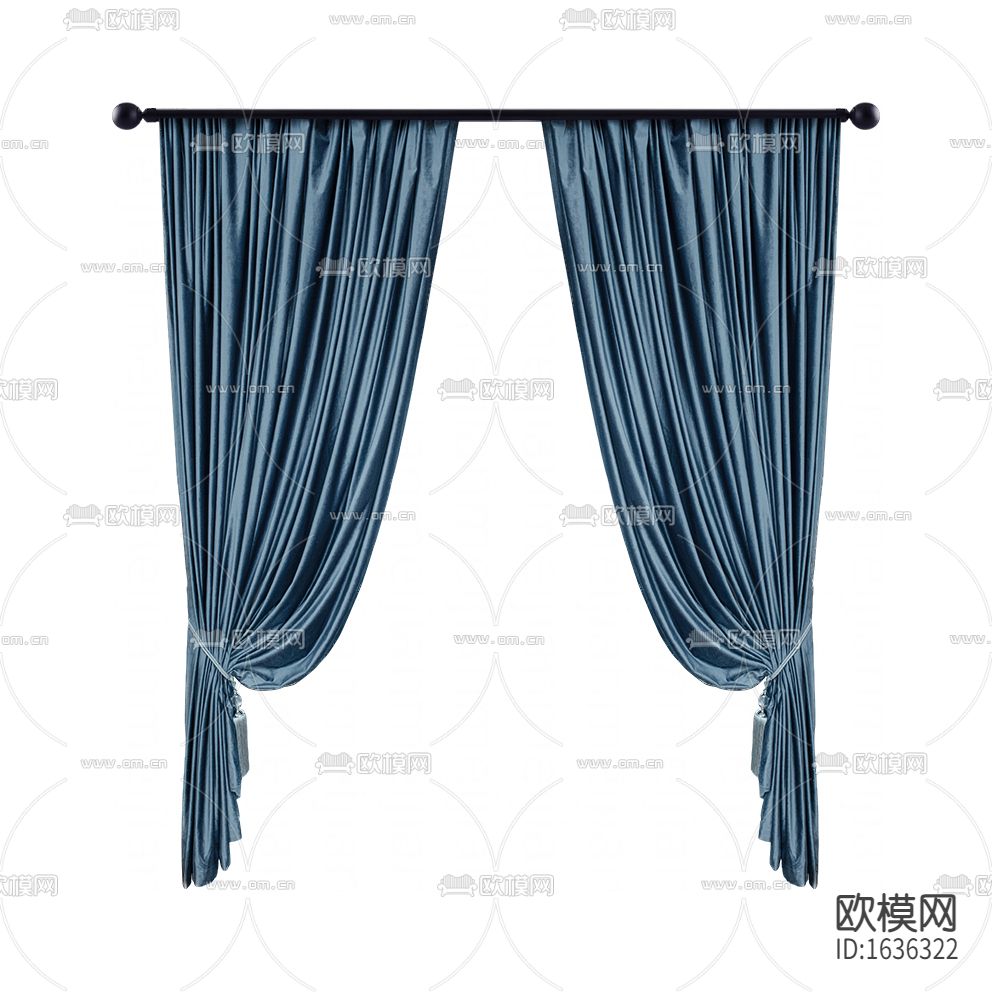 现代轻奢灰蓝色天鹅绒布艺遮光窗帘下载