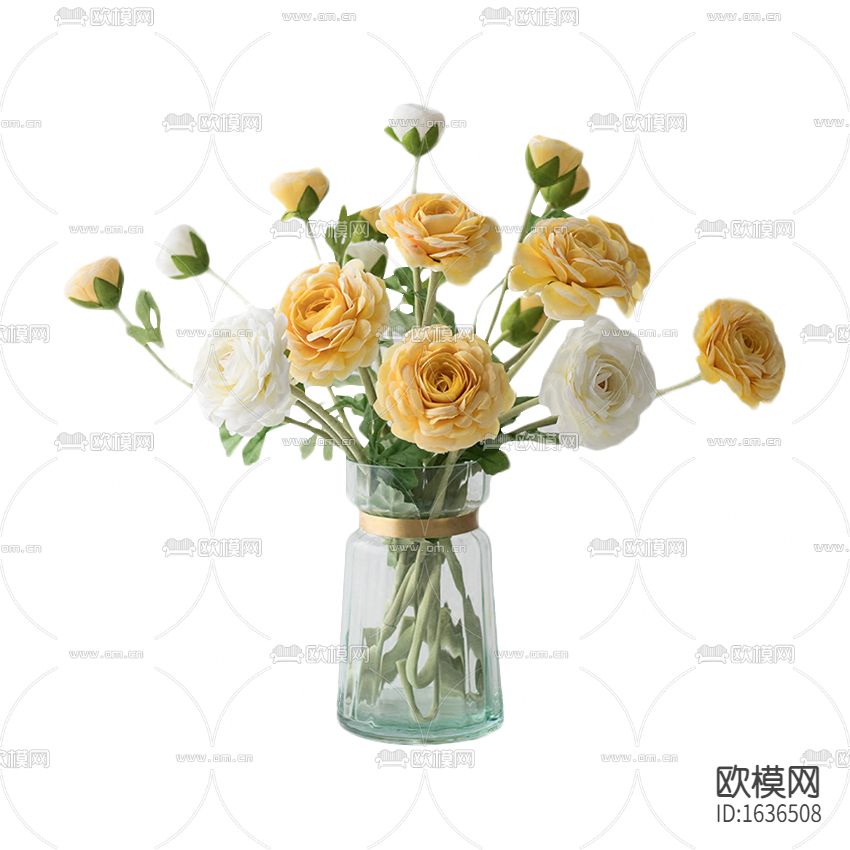 现代轻奢玻璃金属花瓶摆放花艺下载