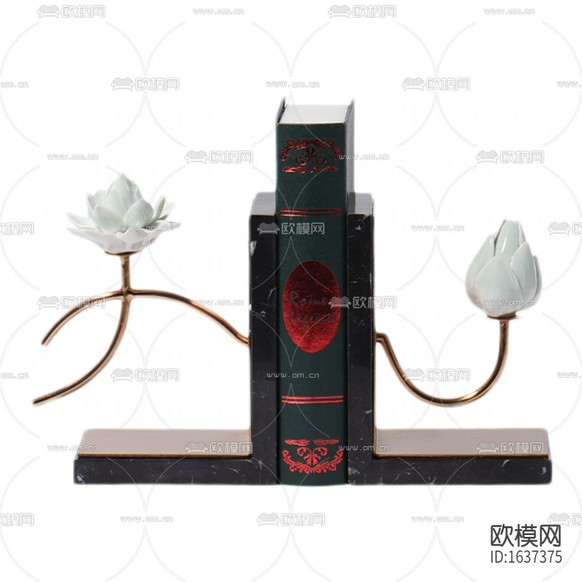現(xiàn)代輕奢金屬陶瓷花藝大理石書(shū)檔下載