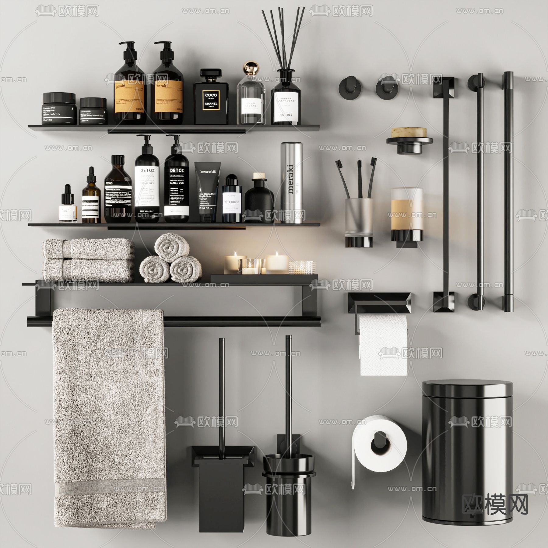 现代卫浴洗涤日用品3d模型下载（渲染图1）