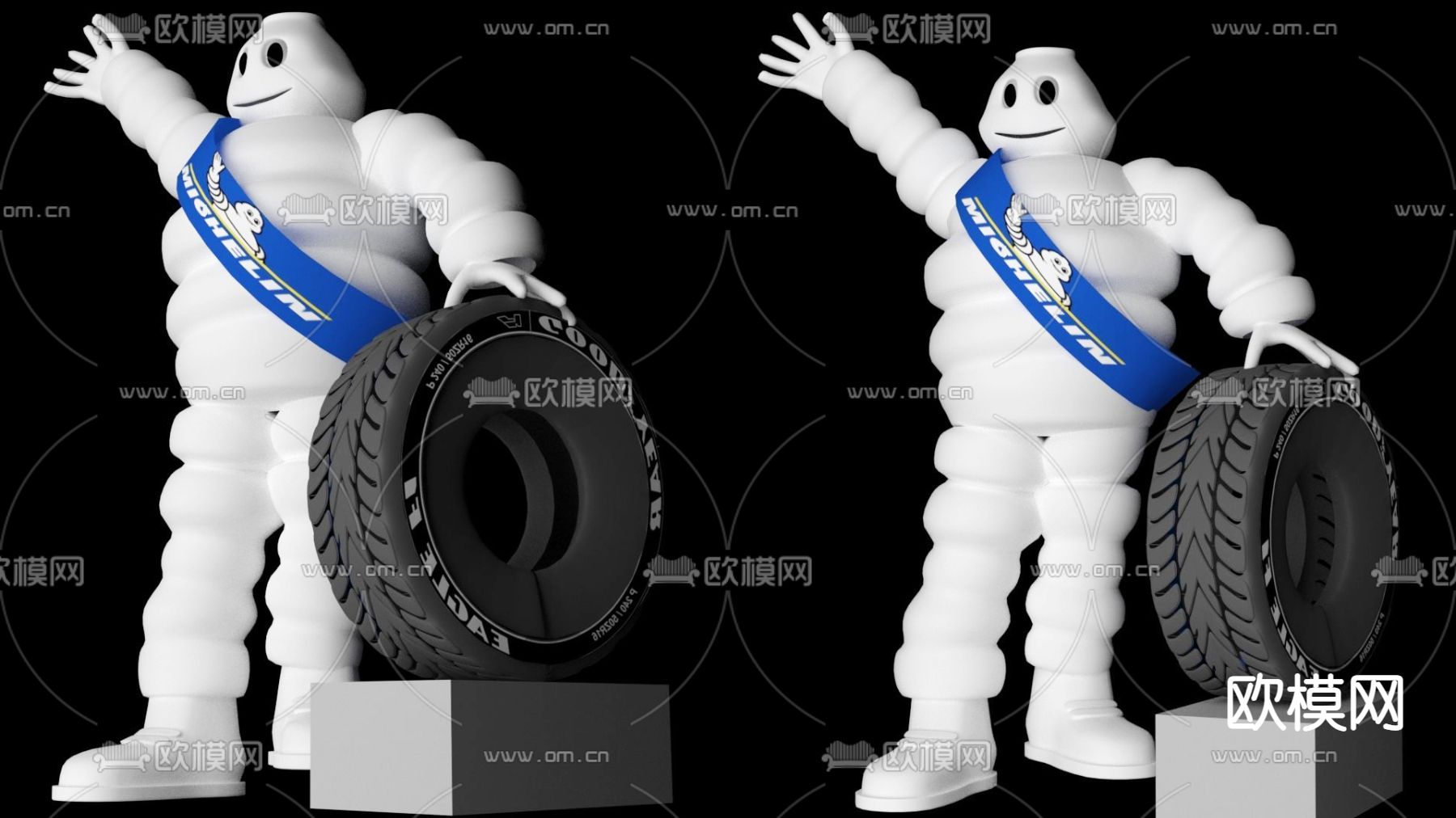 现代米其林轮胎雕塑3d模型