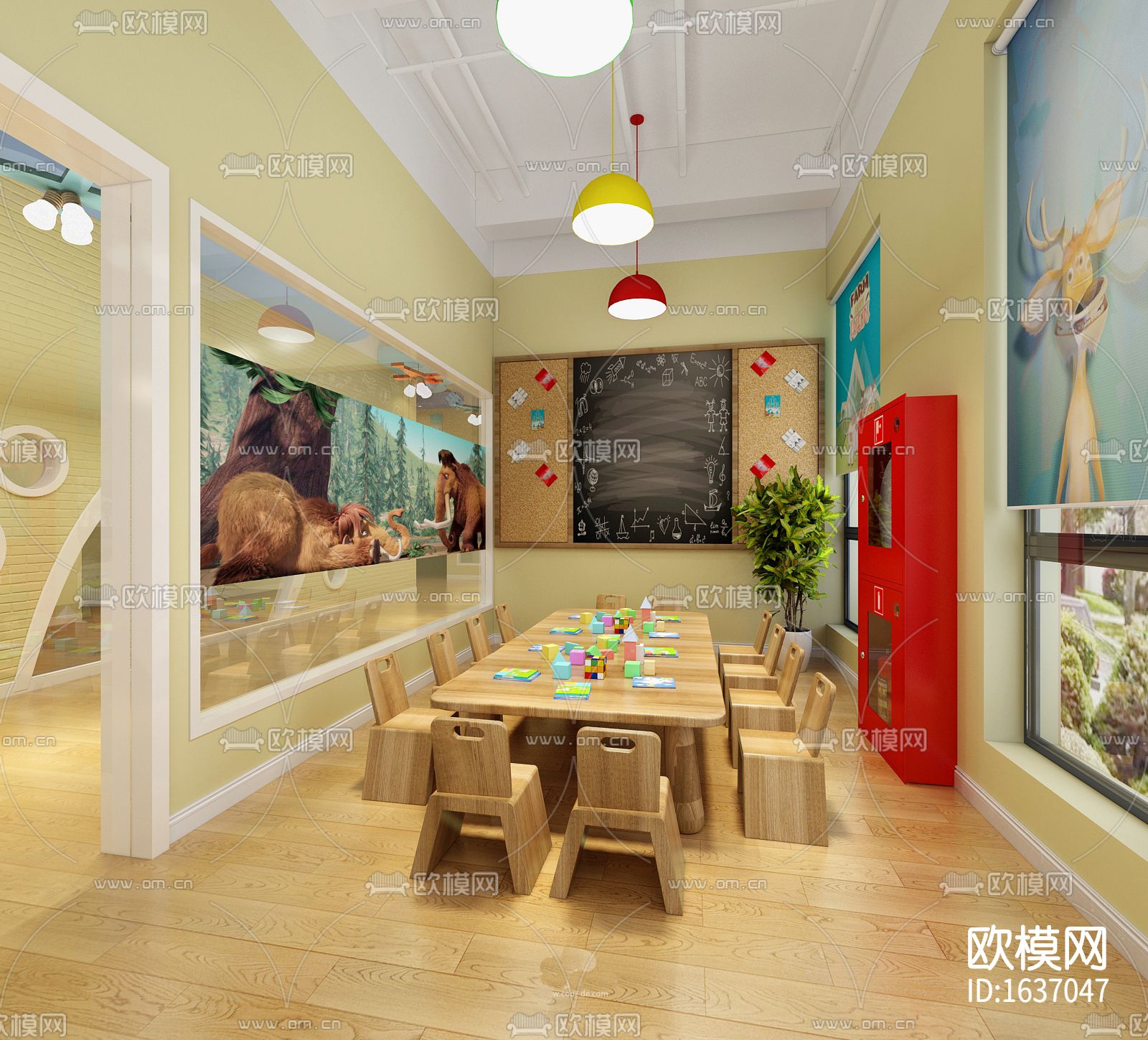 幼儿园室内cad施工图下载（渲染图7）