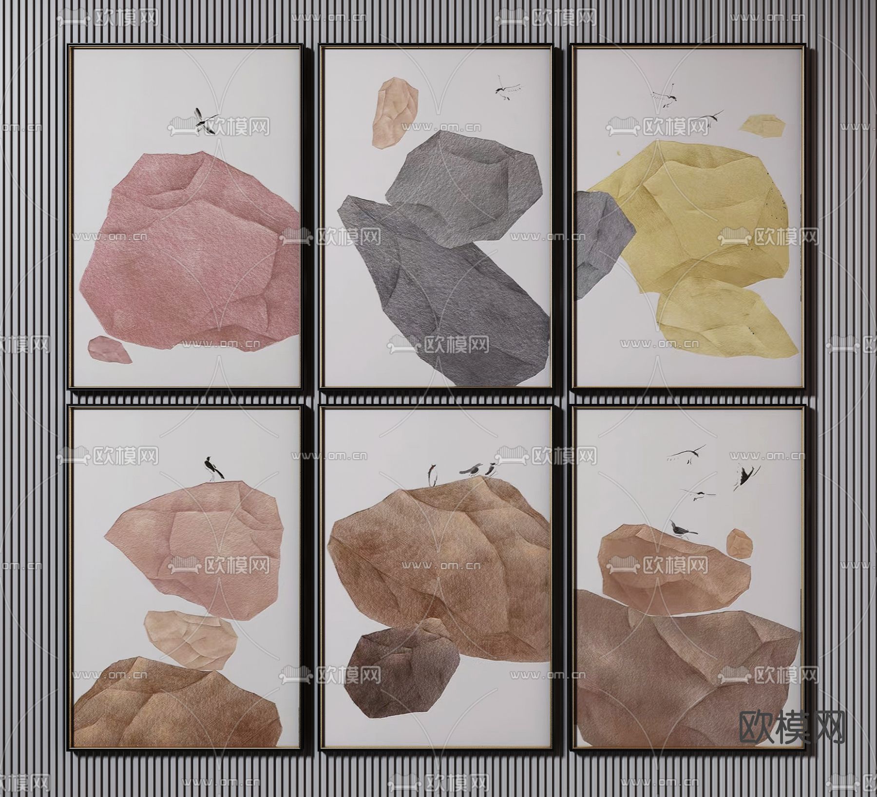 新中式装饰挂画3d模型
