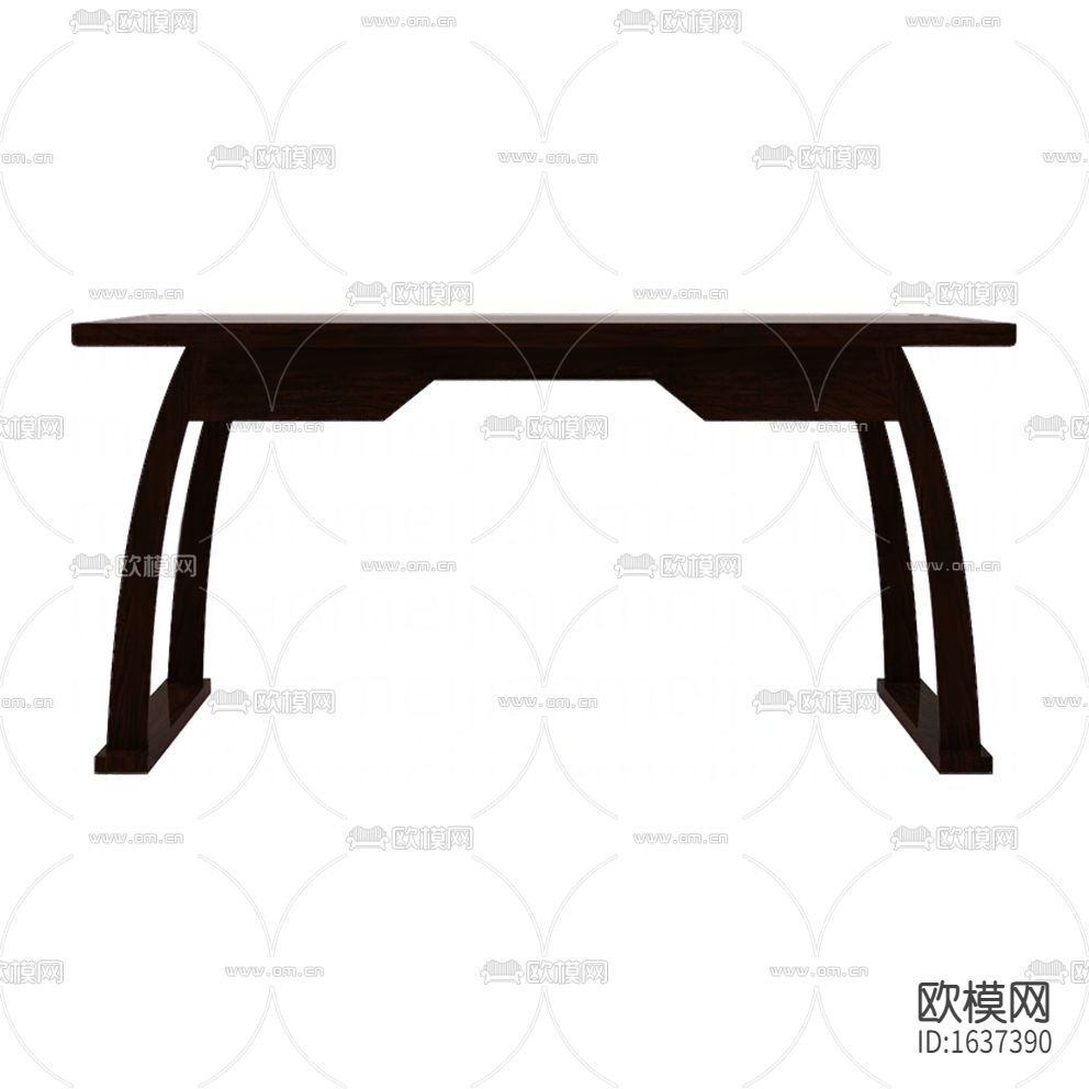 新中式简约禅意实木书桌下载