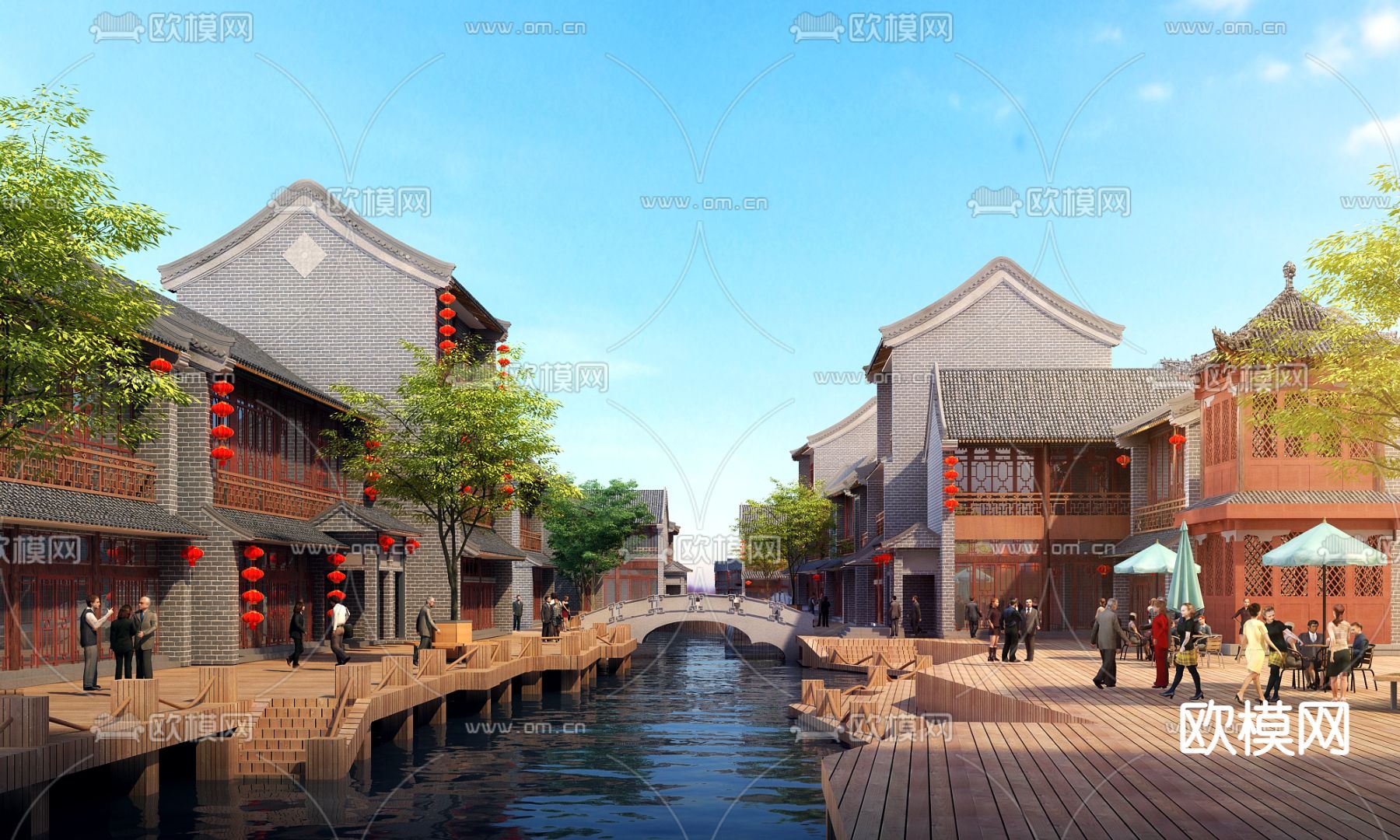 中式古镇商业街3d模型