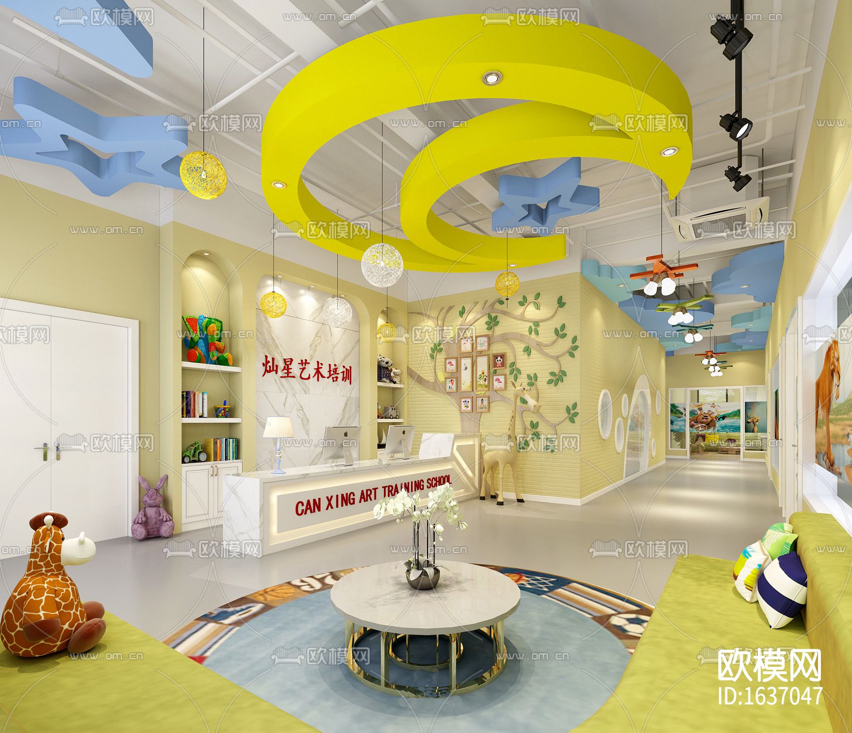 幼儿园室内cad施工图下载（渲染图5）