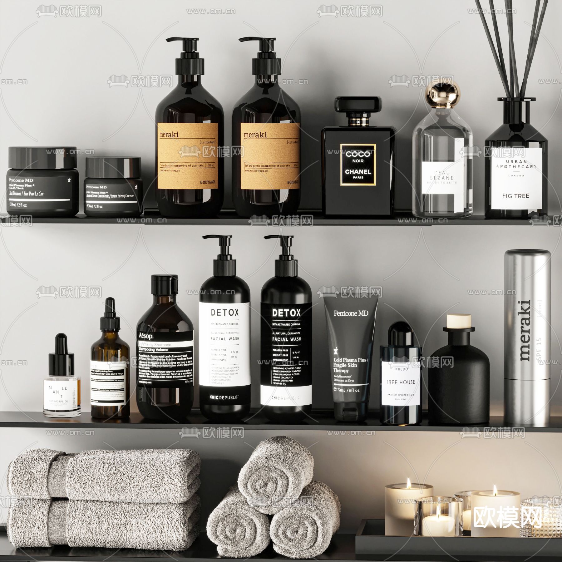 现代卫浴洗涤日用品3d模型下载（渲染图2）