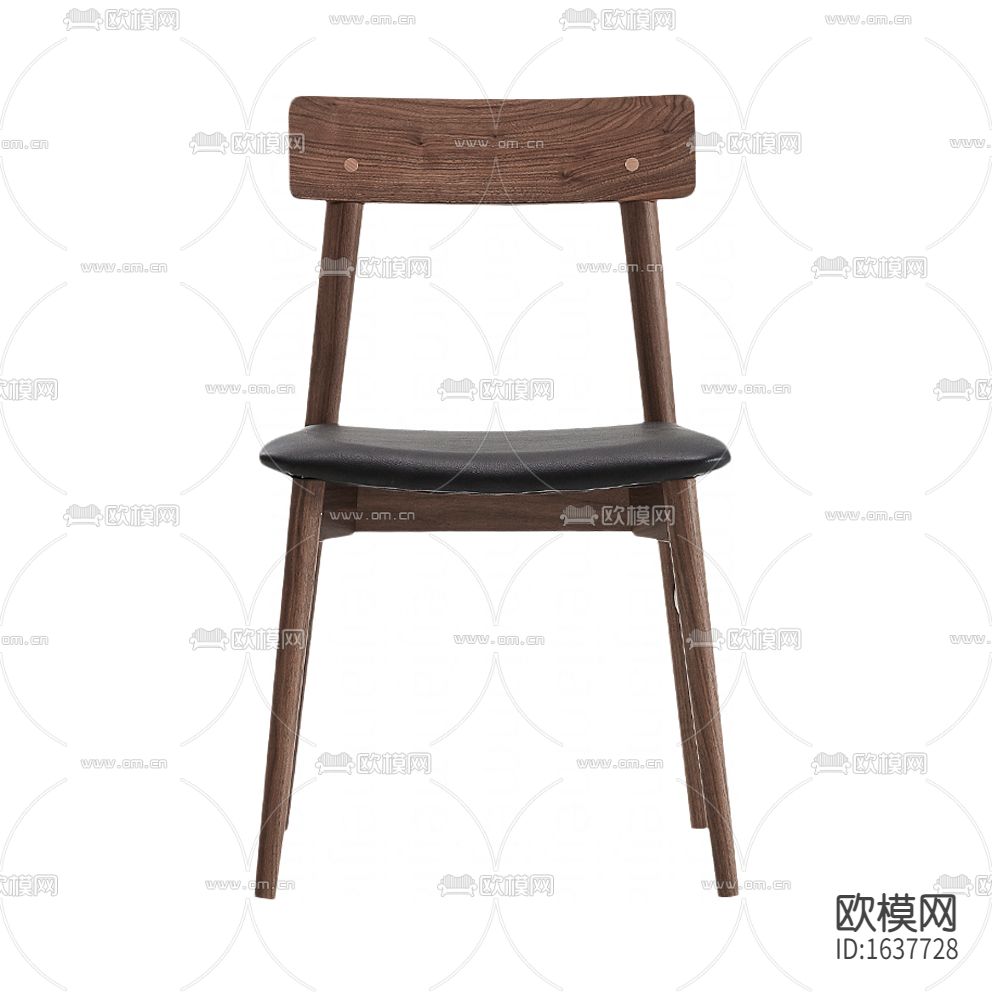 北欧简约实木皮革餐椅下载（渲染图2）
