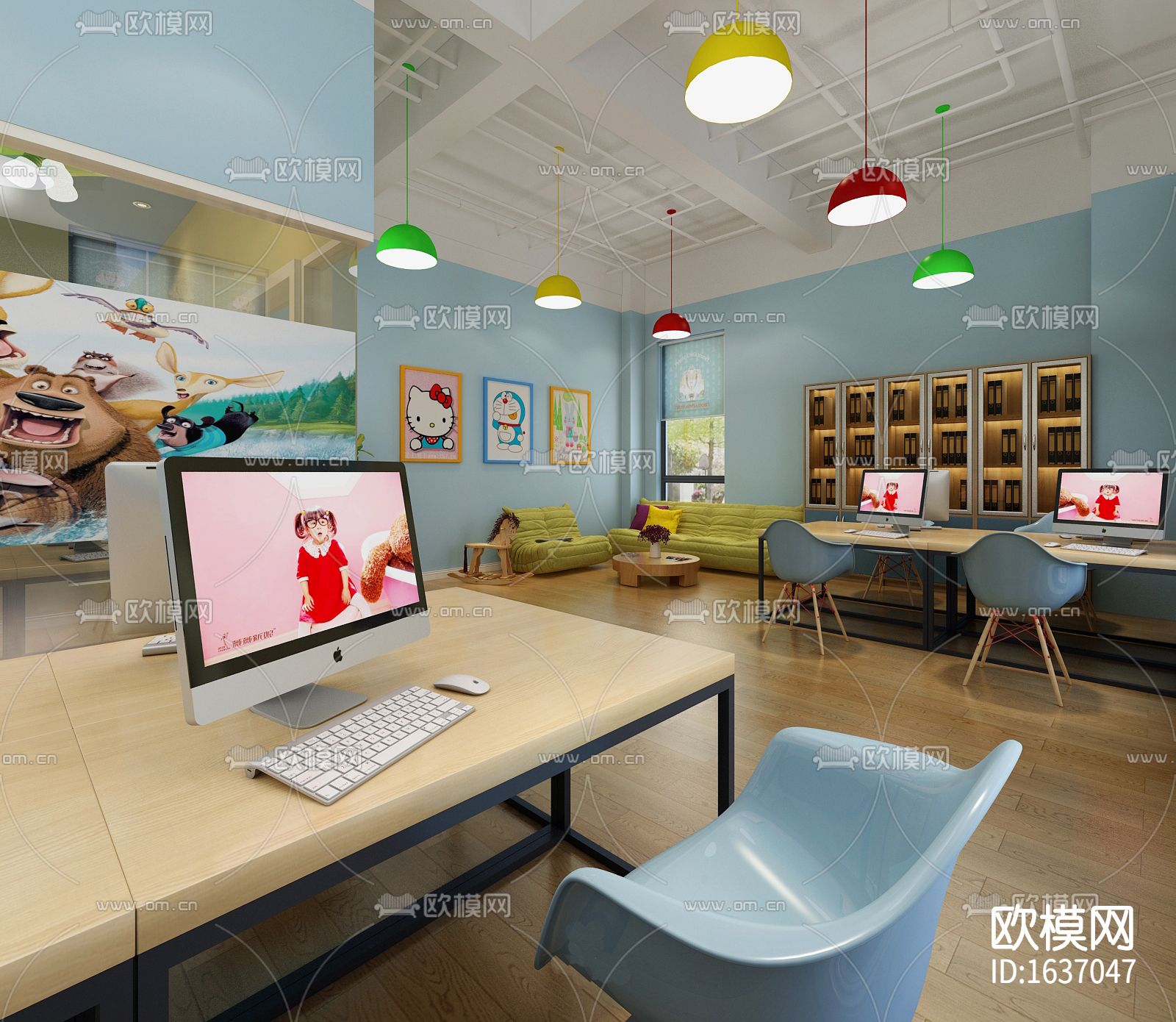 幼儿园室内cad施工图下载（渲染图3）