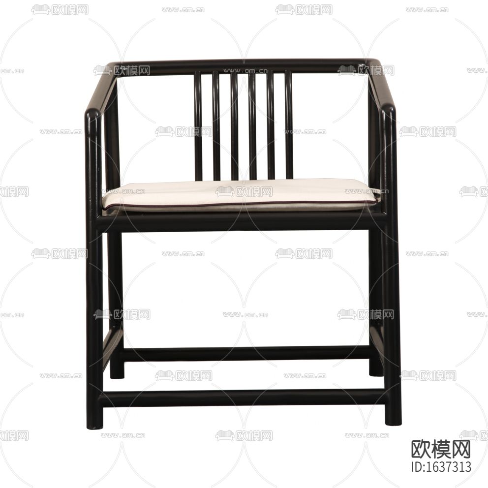 新中式简约禅意实木布艺休闲椅