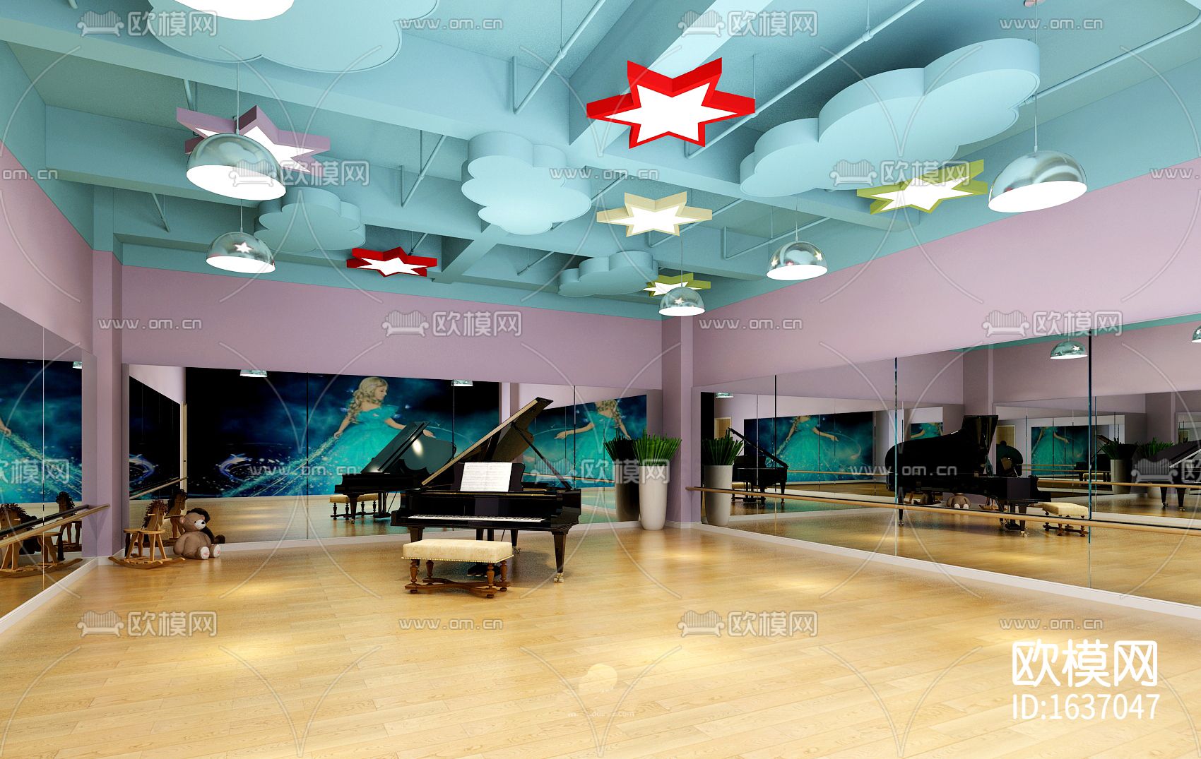 幼儿园室内cad施工图下载（渲染图6）