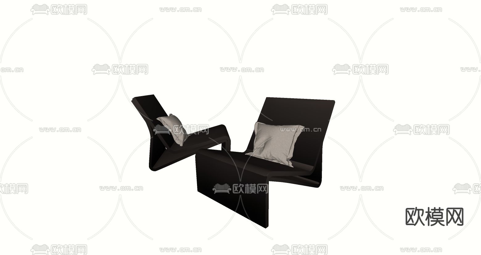 现代休闲椅su模型下载（渲染图2）