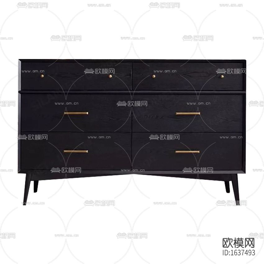 北欧简约黑色实木六斗柜