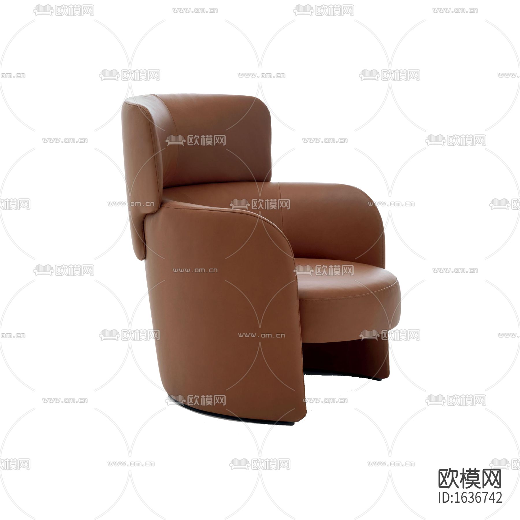 现代轻奢进口现代橙色真皮单人沙发