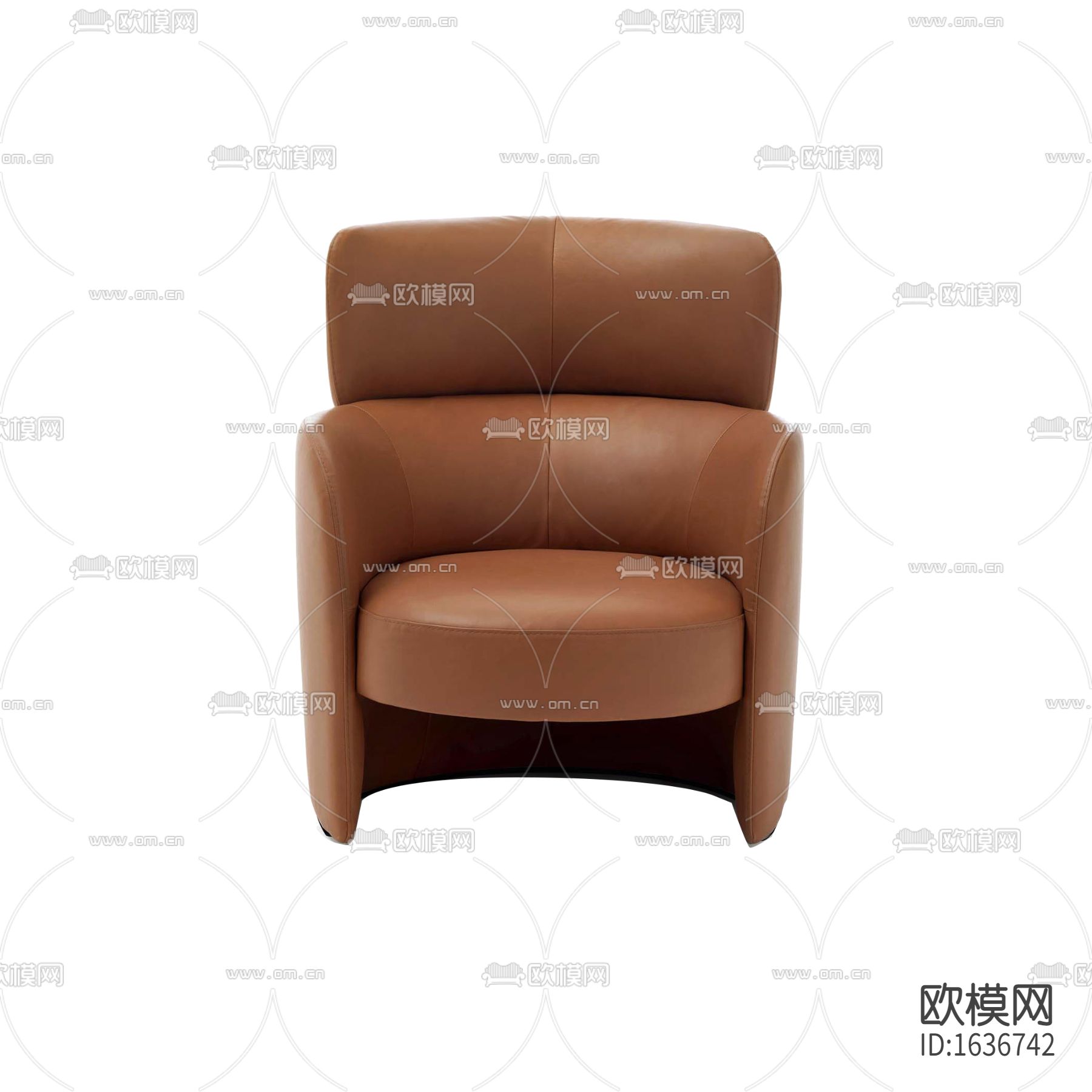 现代轻奢进口现代橙色真皮单人沙发