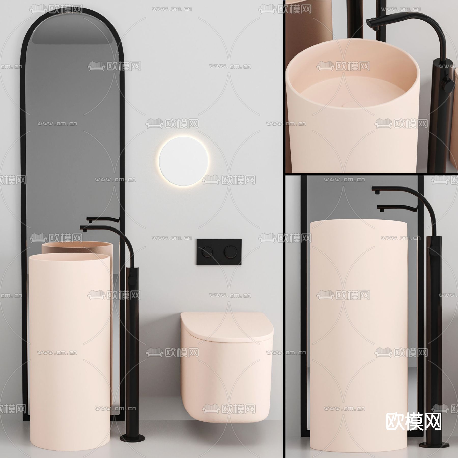 北欧立式台盆座便器3d模型
