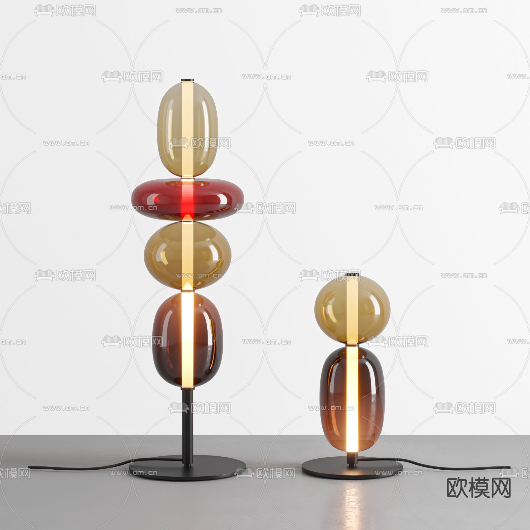 现代玻璃落地灯3d模型下载