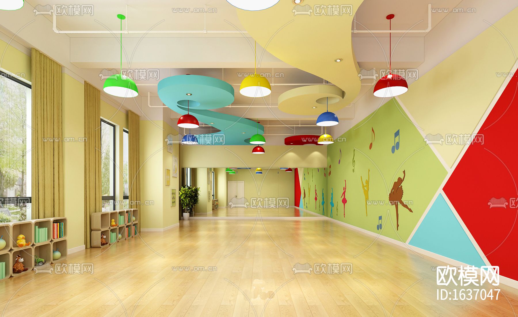 幼儿园室内cad施工图下载（渲染图1）
