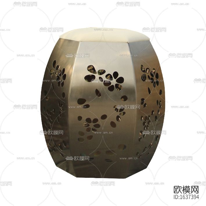 新中式古典镀铜梅花镂空鼓凳下载