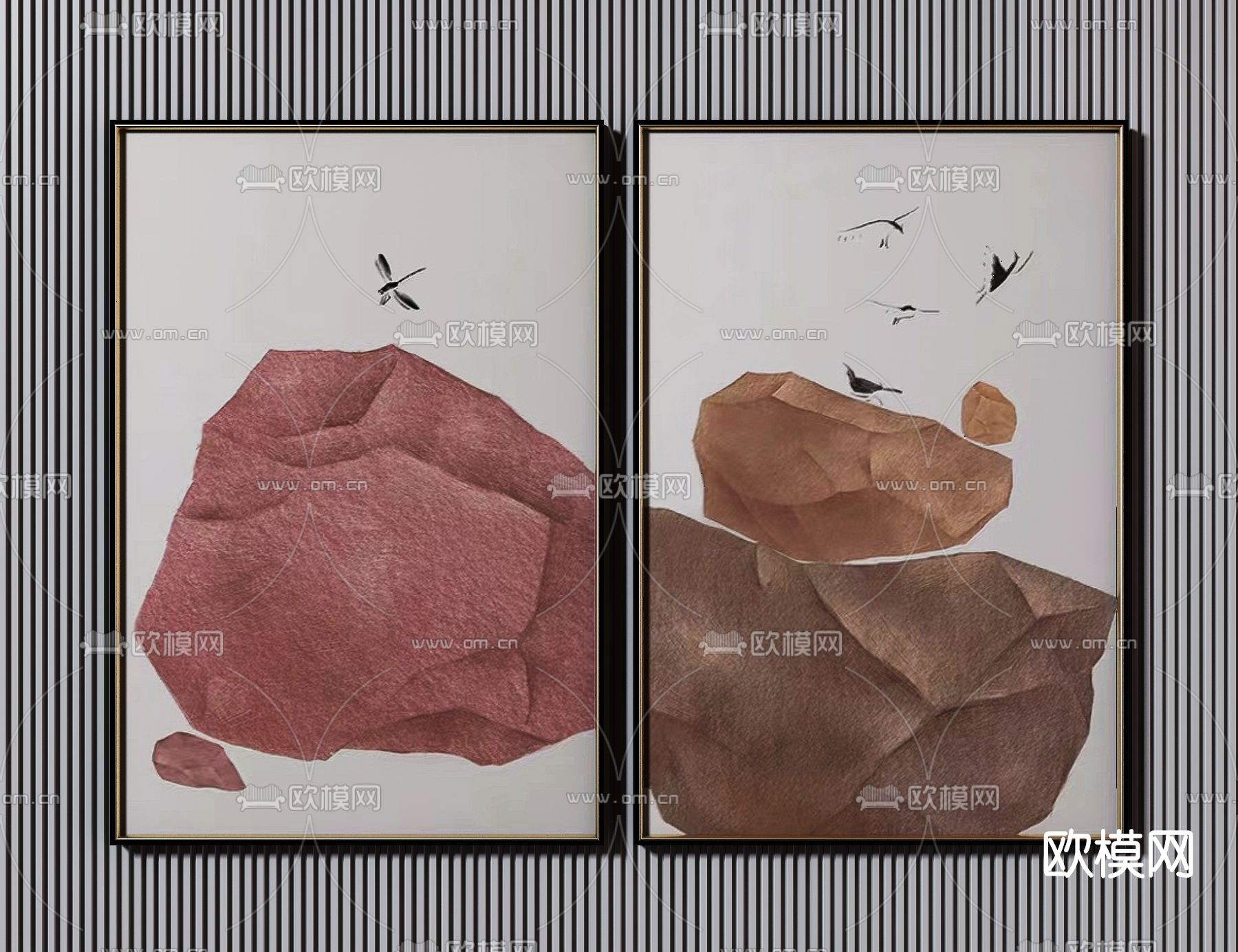 新中式装饰挂画3d模型