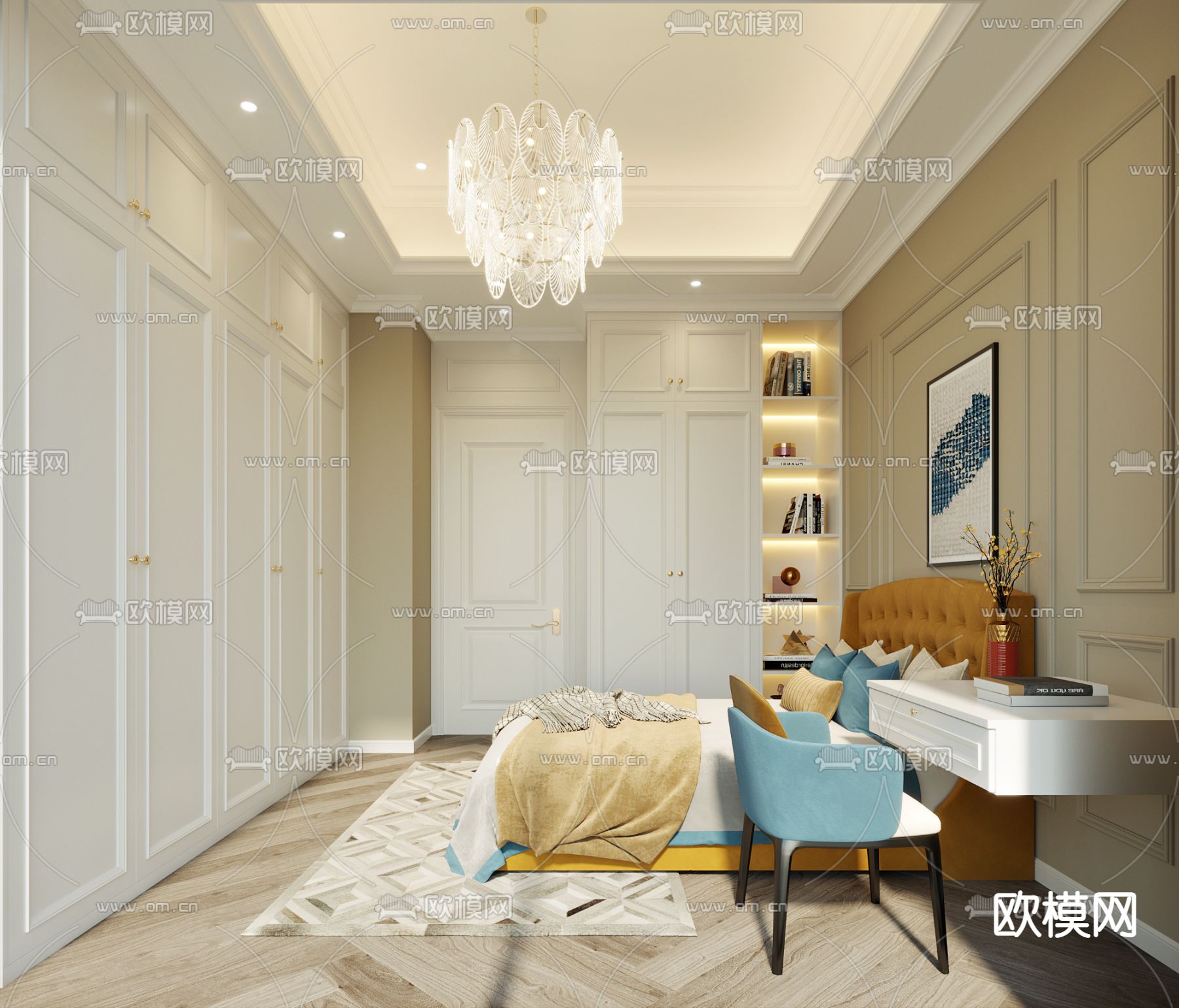 简欧卧室3d模型