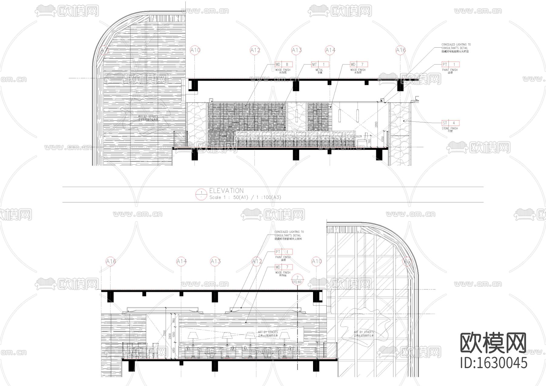 面食店cad施工图下载（渲染图2）