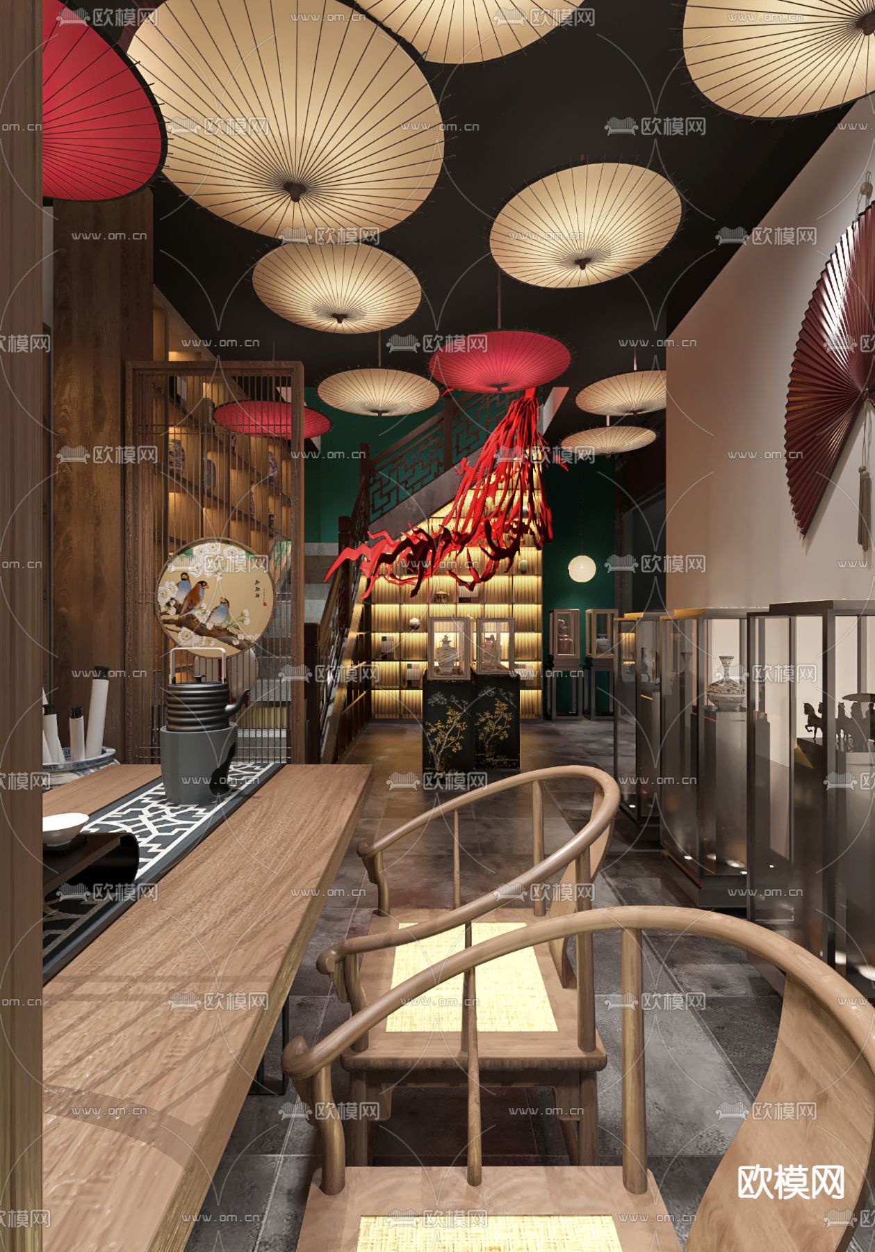 新中式丝绸文化花楼会所3d模型下载（渲染图3）