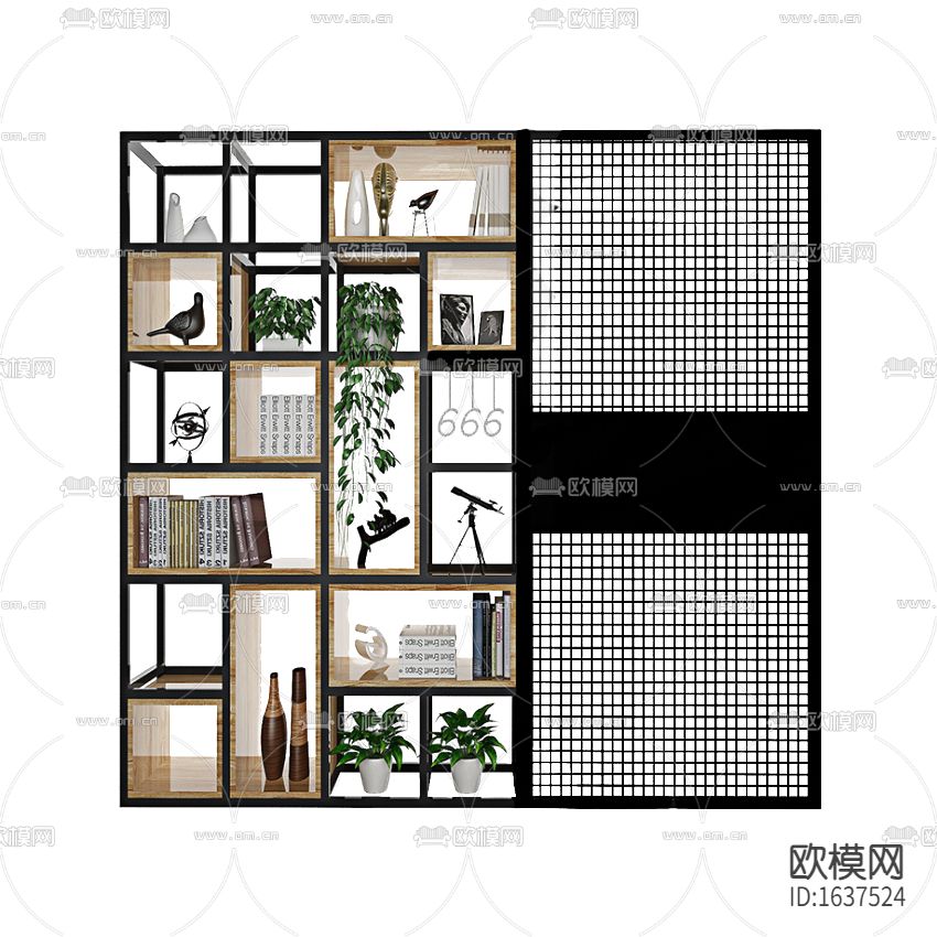 北欧简约创意金属实木书架
