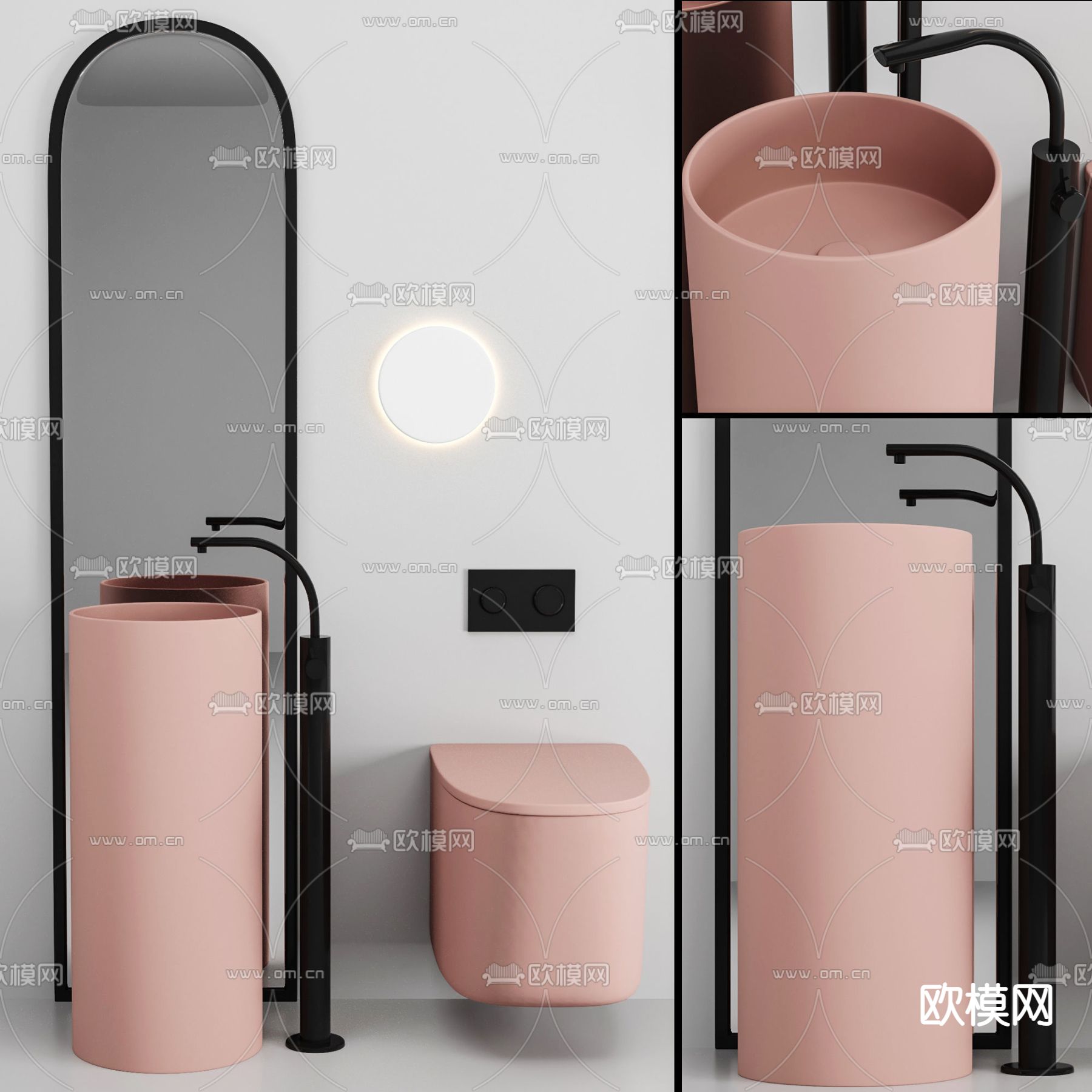 北欧立式台盆座便器3d模型