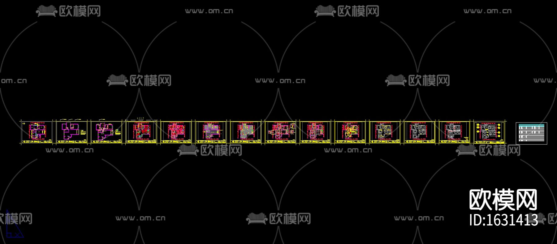 新中式家居住宅cad施工图下载（渲染图3）