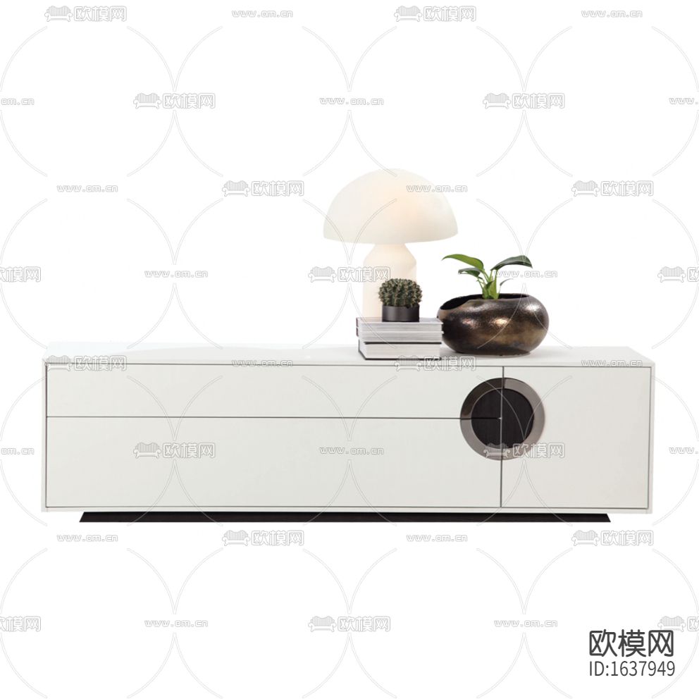 现代简约白色实木电视柜