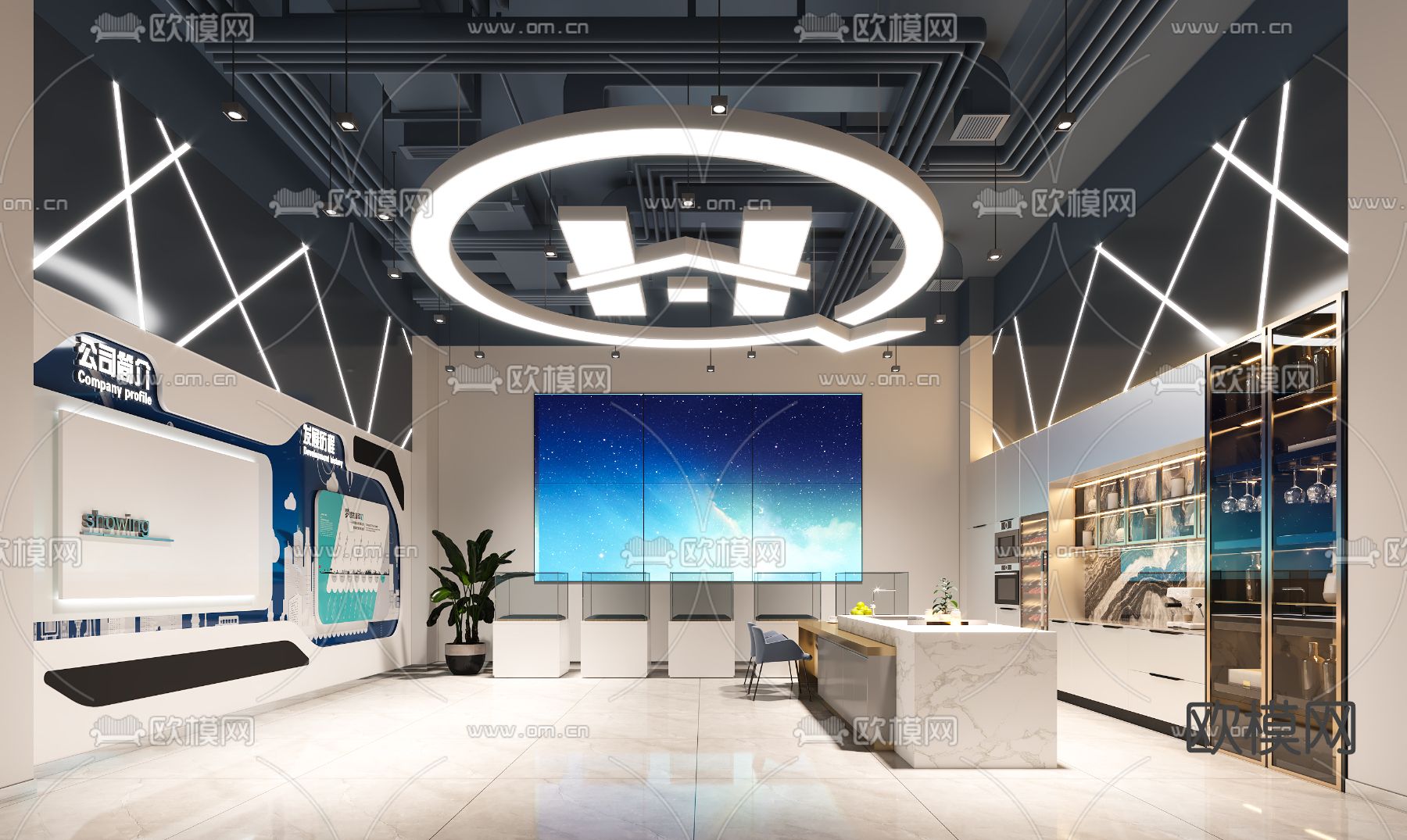 现代企业展厅3d模型