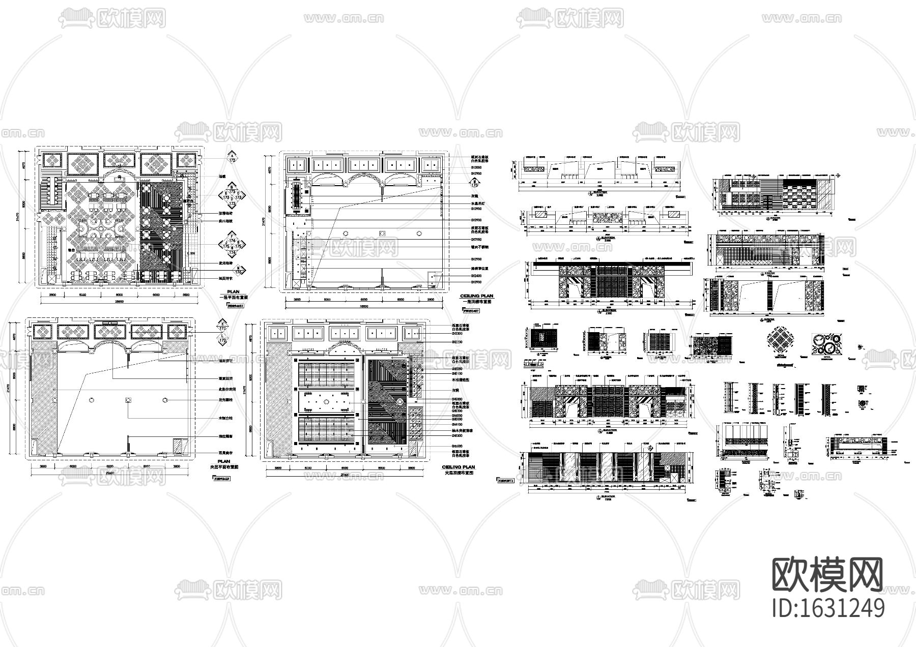 西餐厅标准平立面cad施工图下载