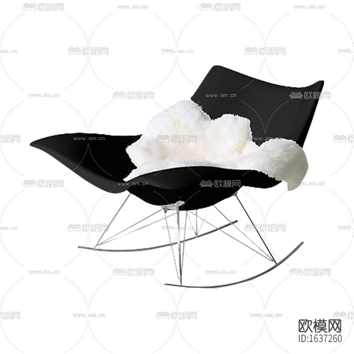 现代简约黑色皮革金属休闲椅