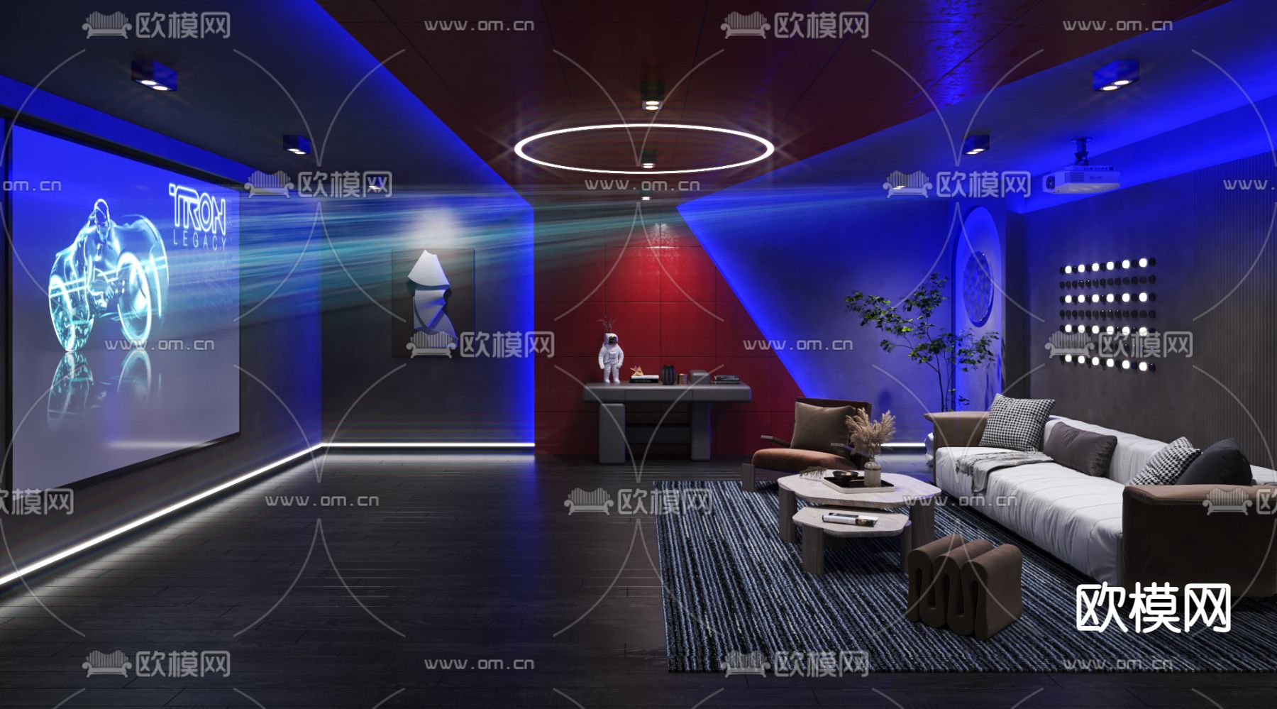 现代视听室影音室3d模型