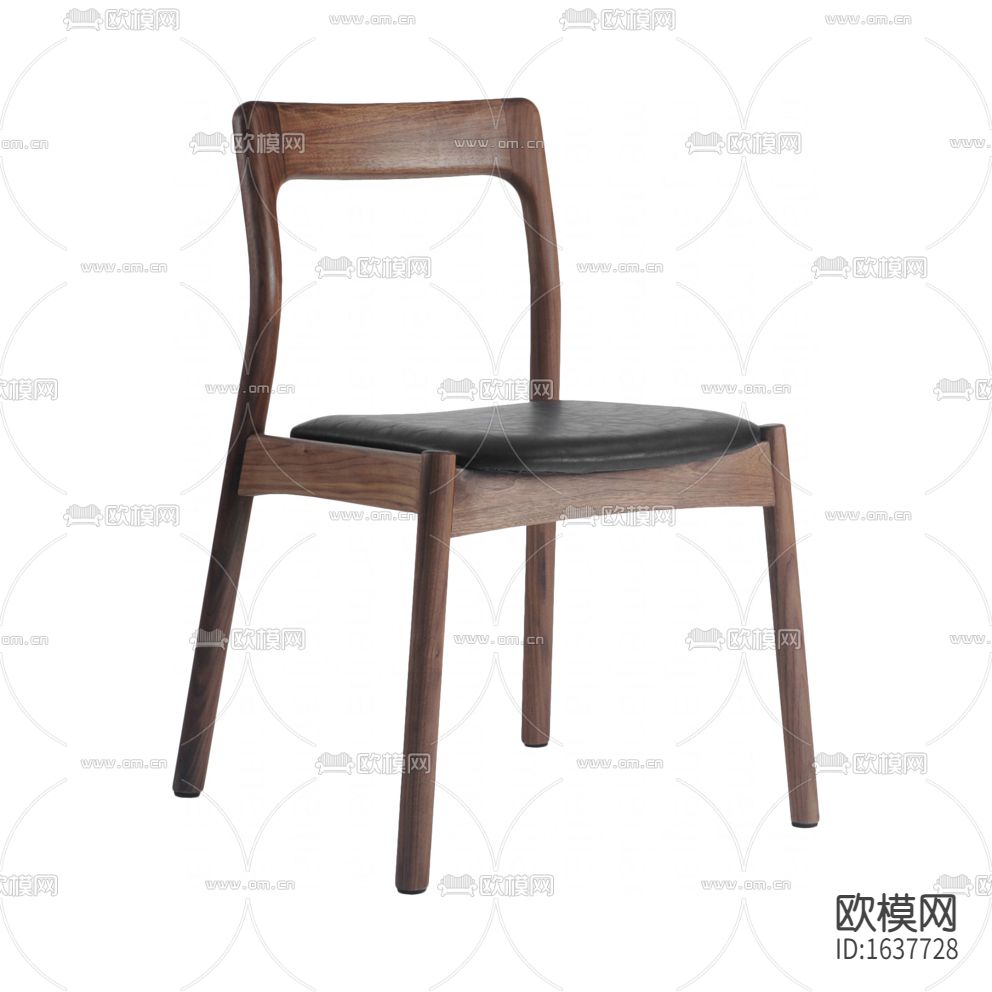 北欧简约实木皮革餐椅下载（渲染图1）