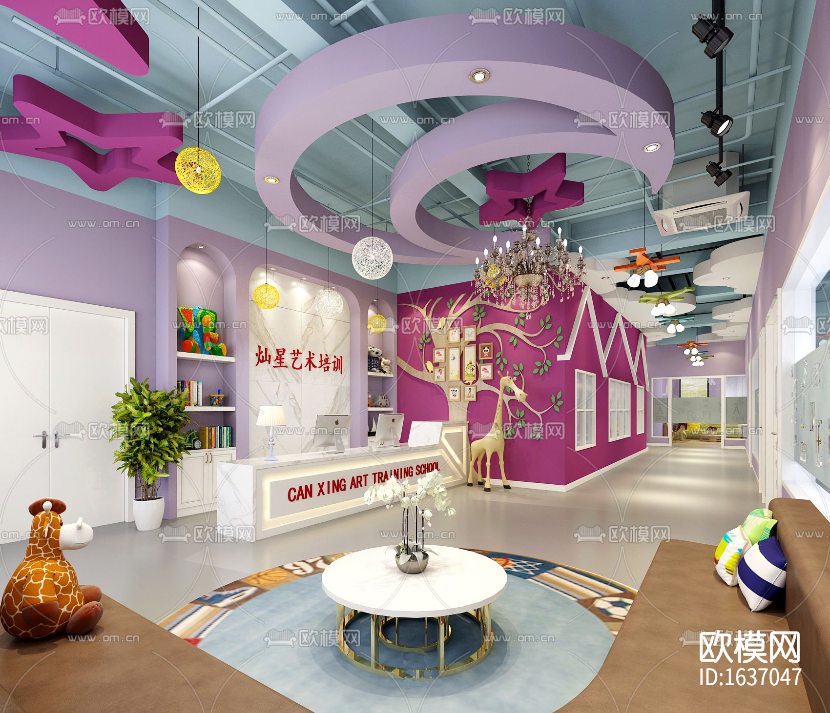 幼儿园室内cad施工图下载（渲染图8）