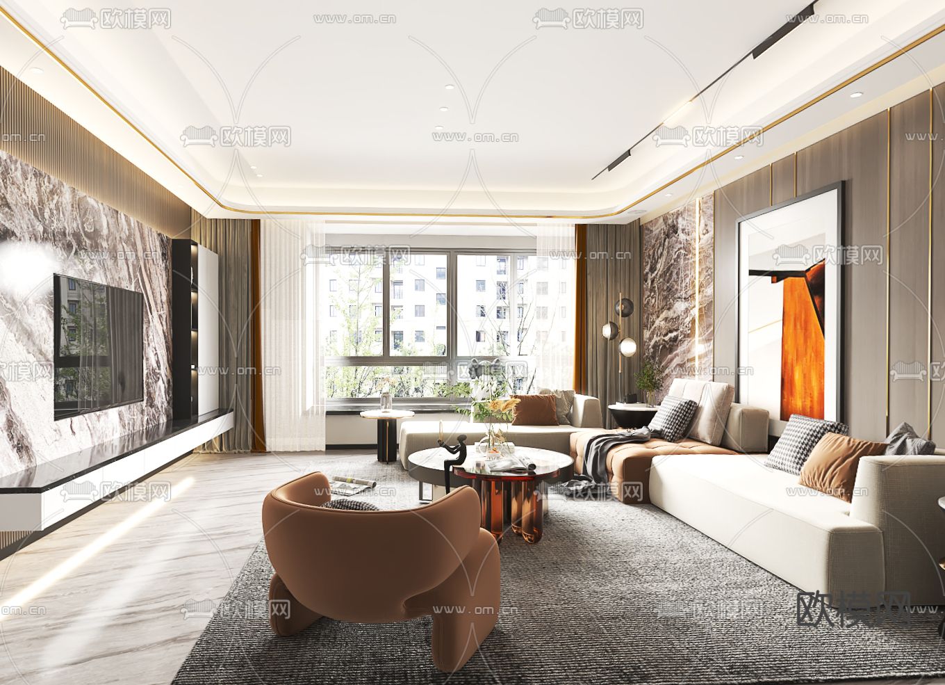 现代客餐厅vr全景3d模型