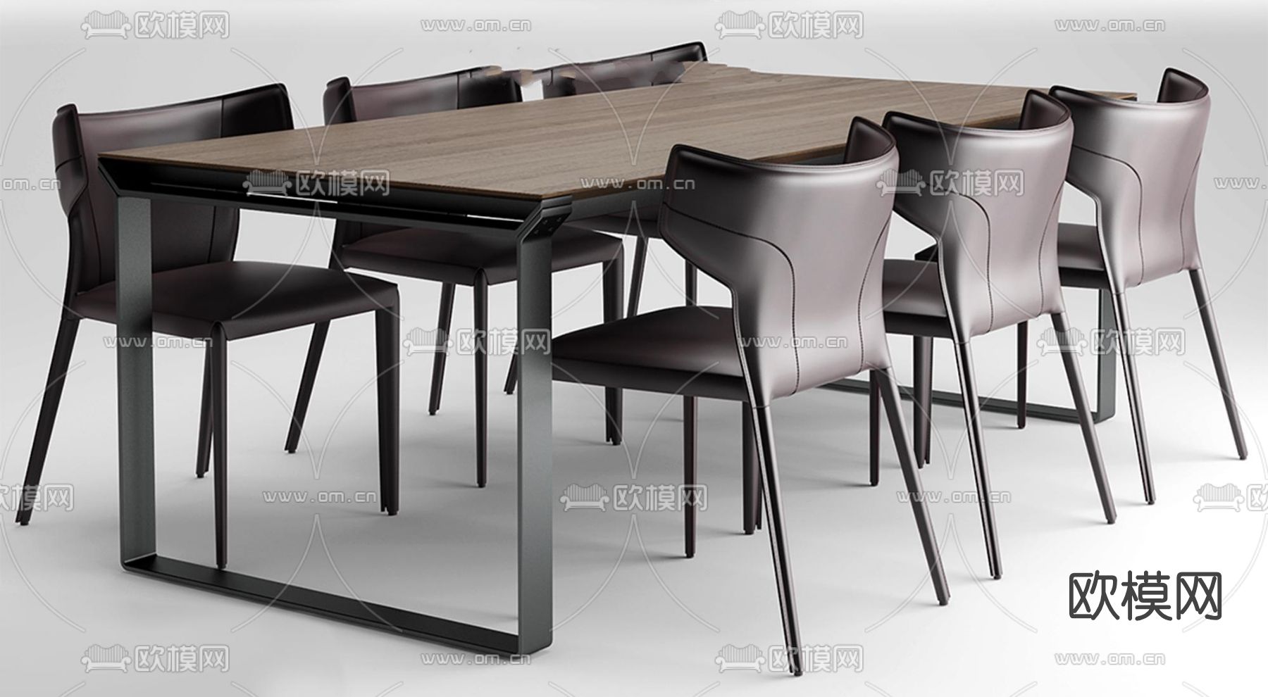 现代条形餐桌椅su模型下载（渲染图1）