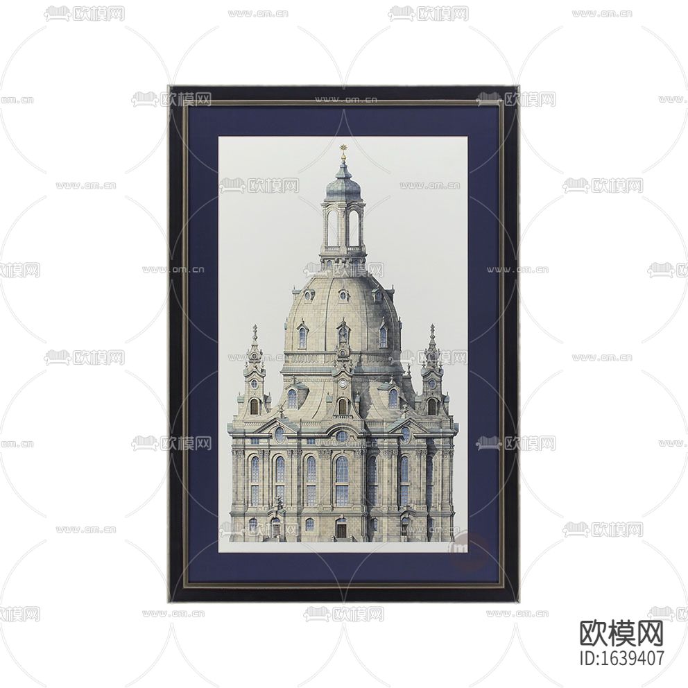 美式简约创意色彩手绘建筑装饰画