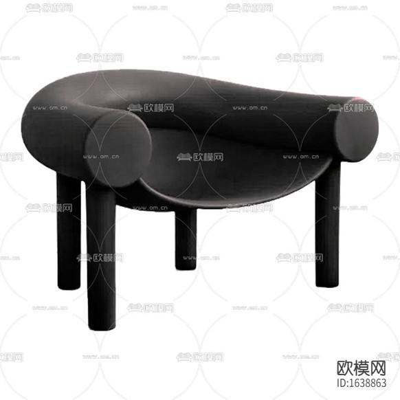 现代简约黑色皮革单人休闲椅下载