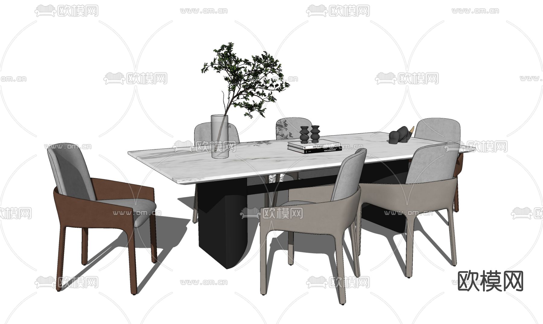 现代轻奢餐桌椅su模型下载