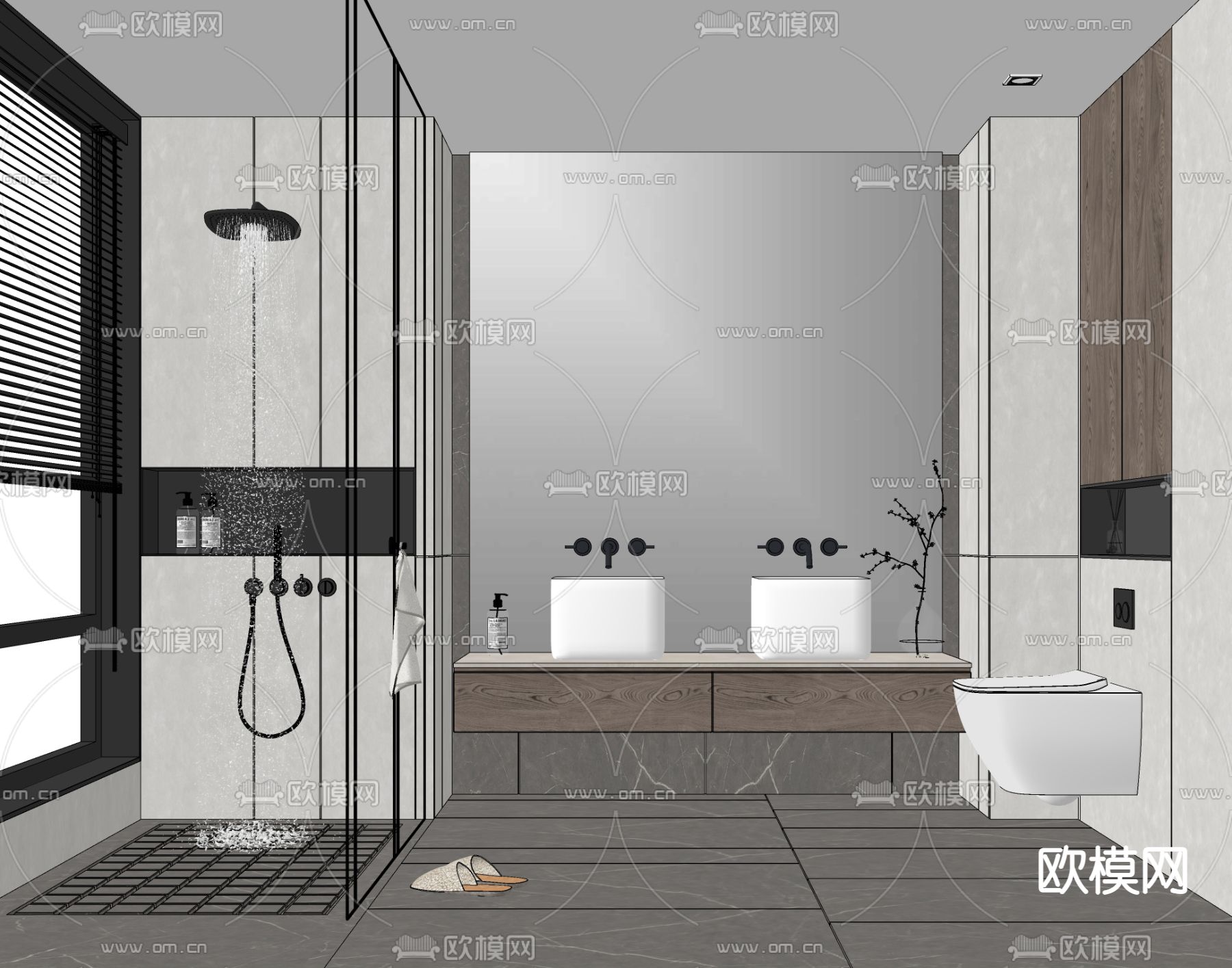 现代卫生间浴室su模型