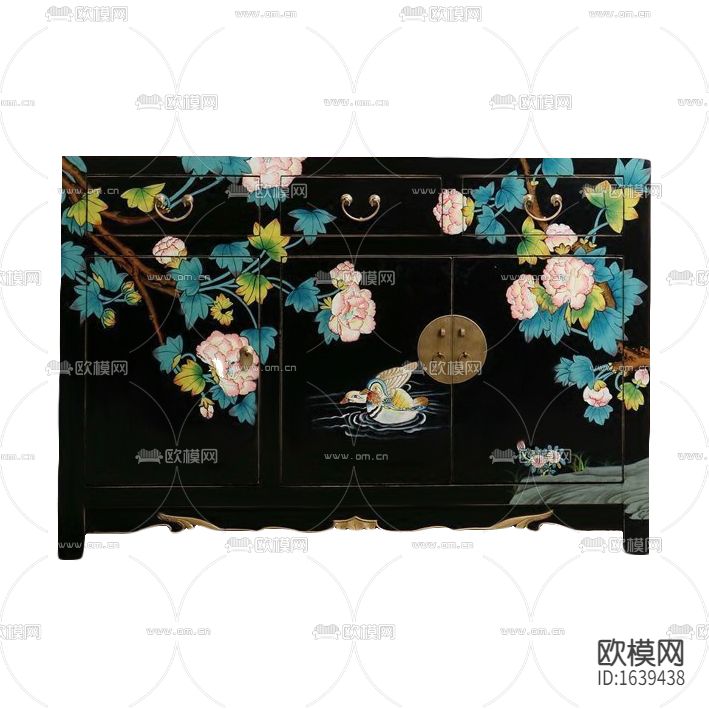 中式古典实木彩绘餐边柜下载