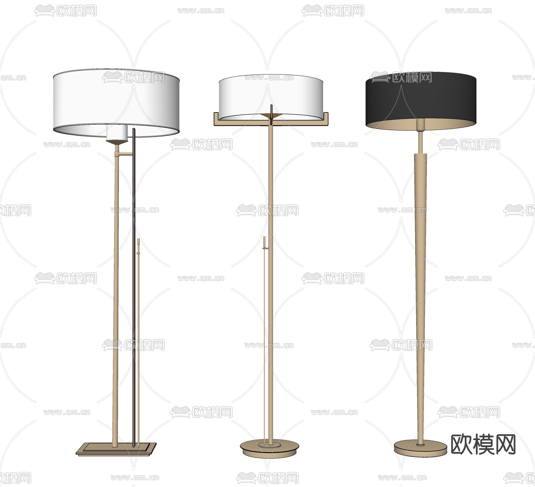 现代轻奢落地灯su模型下载（渲染图2）