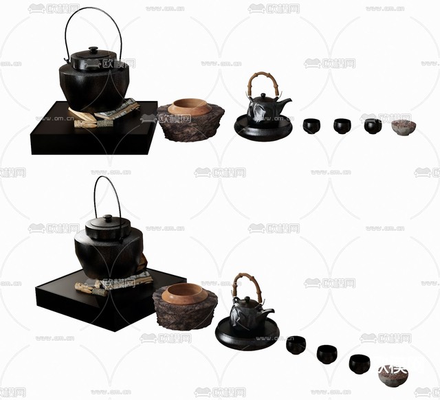现代茶具su模型下载(渲染图1)